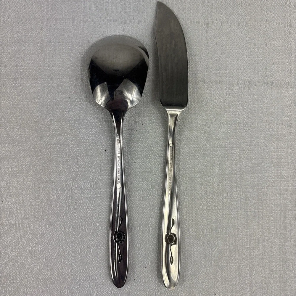 Sears Roebuck Provincial Rose Sugar‎ Spoon & Butter Knife